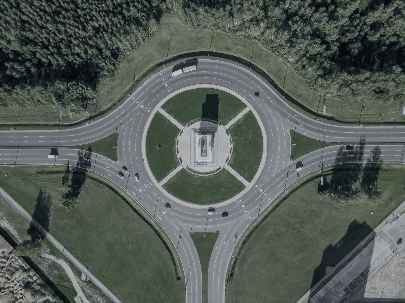 Aerial view of interconnected infrastructure systems